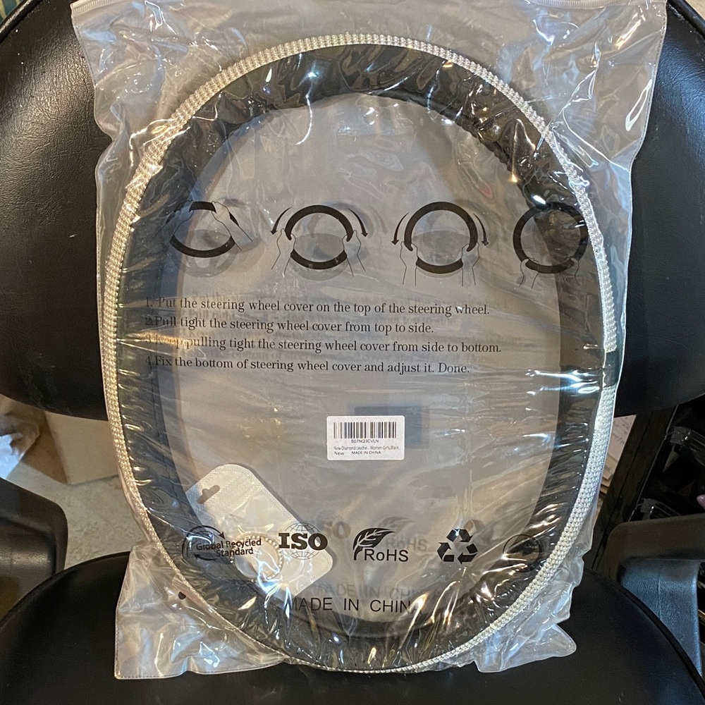 Black and Bling Steering Wheel Cover